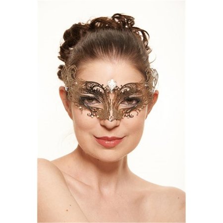 KAYSO Silver Classic Venetian Laser Cut Masquerade Mask with Clear Rhinestones One Size BA003SL